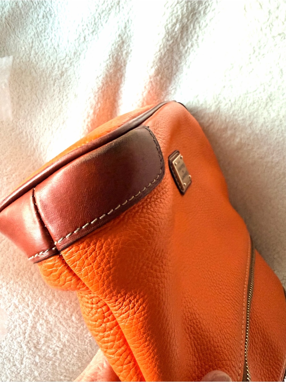 Dooney & Bourke Orange Pebbled Leather Convertible Shoulder/Crossbody Bag - Picture 8 of 16